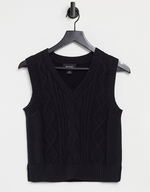 Monki Salina organic cotton knitted sweater vest in black