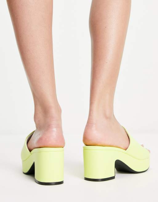 Monki - Sandales à plateforme chunky et talon mi-haut - Vert citron, 2 de 4