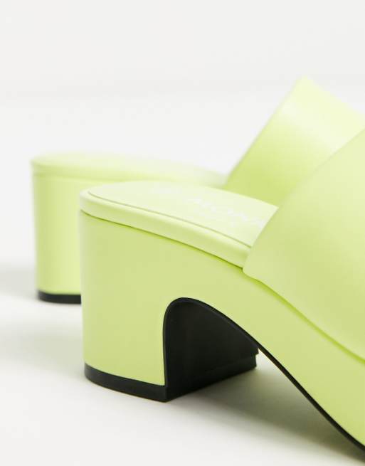 Monki - Sandales à plateforme chunky et talon mi-haut - Vert citron, 4 de 4