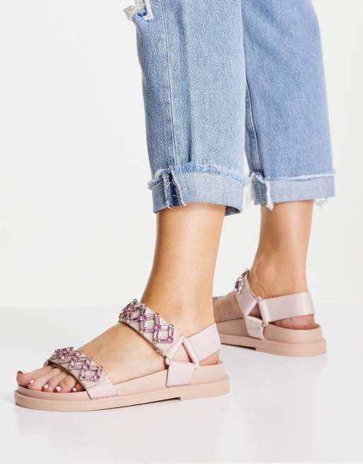 Monki – Sandar – Różowe zdobione koralikami sandały typu dad – PINK, 3 z 4