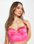 [Monki] Monki satin bustier in fuchsia-Pink 80B Light blue