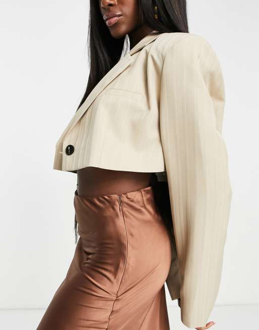 Monki satin midi skirt in plum, 3 of 4