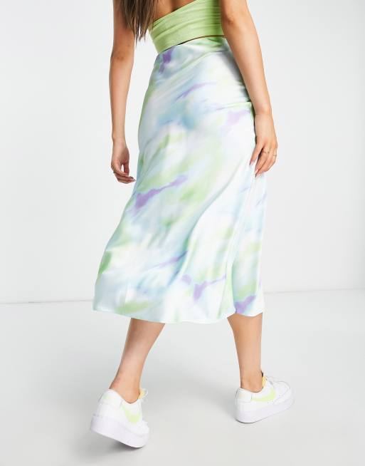 Tie dye 2025 silk midi skirt