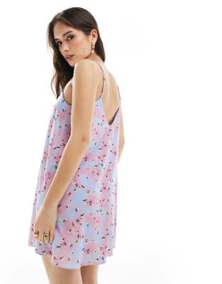 Monki Satin Mini Slip Dress In Pink