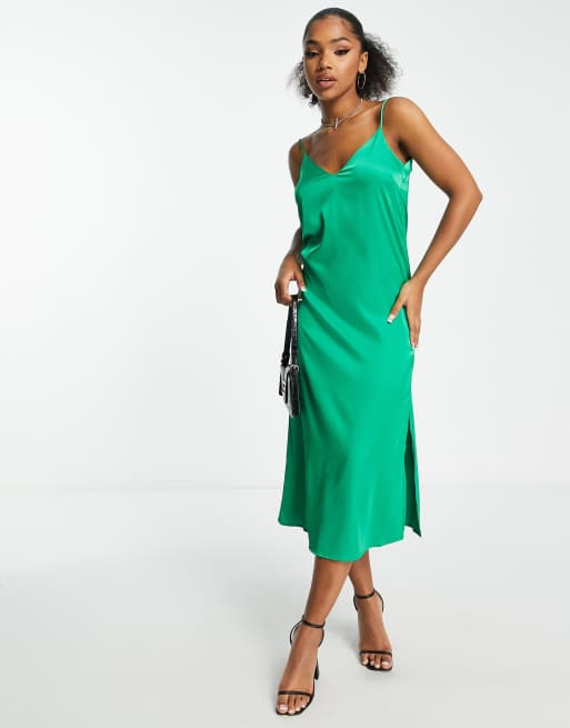 Green midi cheap slip dress