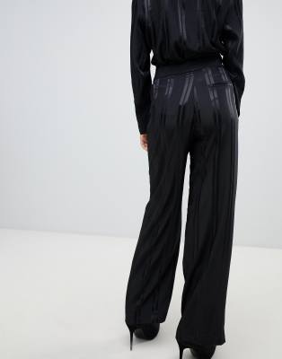 black pants with satin stripe