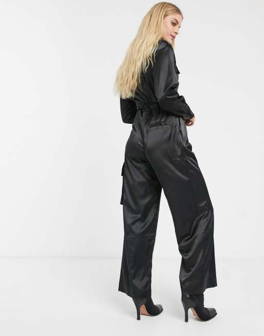 Satin store utility jumpsuit