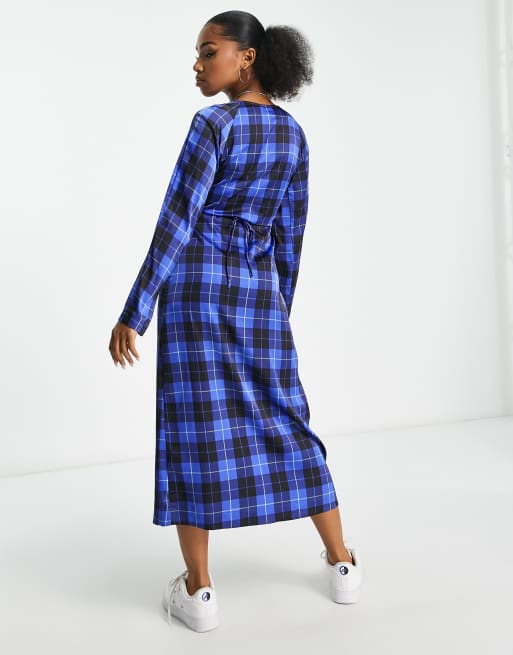 Blue tartan dress store zara