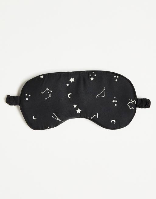 Monki – Schlafmaske in Schwarz mit Astrologie-Muster