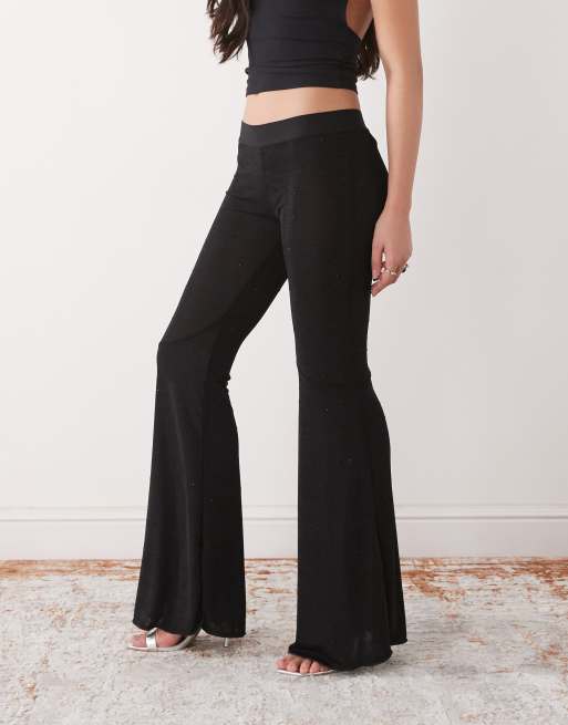 Monki – Schlaghose in Schwarz mit Strassbesatz, 2 von 5
