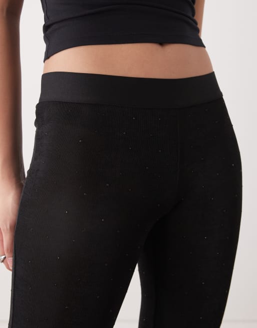 Monki – Schlaghose in Schwarz mit Strassbesatz, 4 von 5