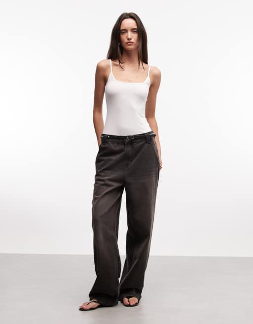 Monki scoop neck strappy vest in white, 2 of 4