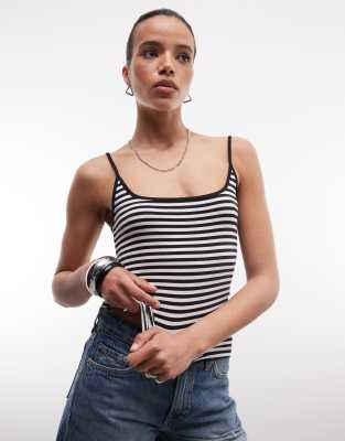 Monki Scoop Neck Tank Top In Black