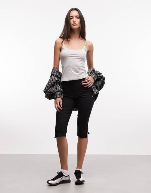 Monki scoop neck tank top in gray melange, 3 of 4