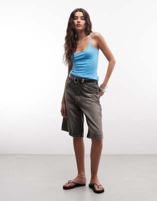 Monki scoopneck strap top in bright turquoise | ASOS
