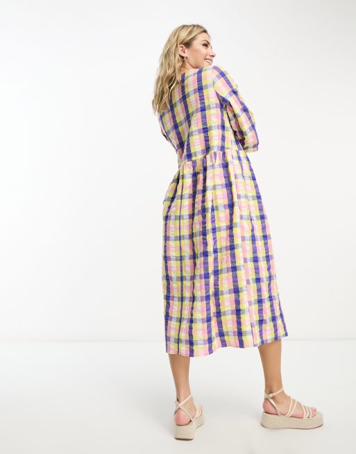 ワンピース louren stand collar check dress Women's Square Neck Halter Swim Dress One Piece Swimsuit