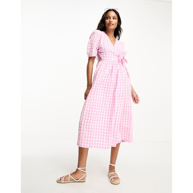 sleeve midi summer dress Powder Midi Summer Dress with Short Sleeves Blue / L