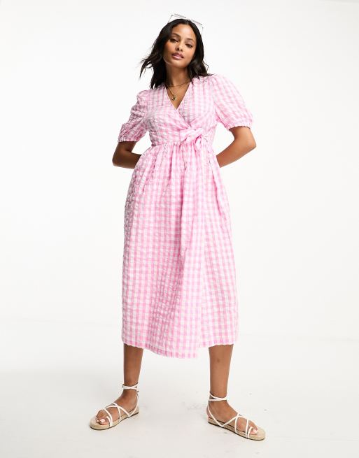 Pink seersucker dress clearance womens