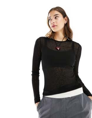 トップス liten Sheer Scalpture Tops black トップス liten Sheer