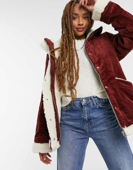 Faux shearling-lined jacket