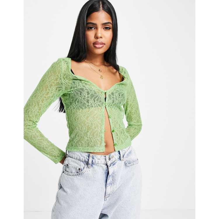 Urban Outfitters Uo Ava Satin Lace & Corset Top in Green