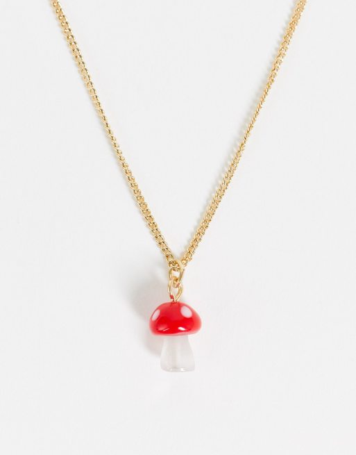 Monki Sheila mushroom necklace in gold