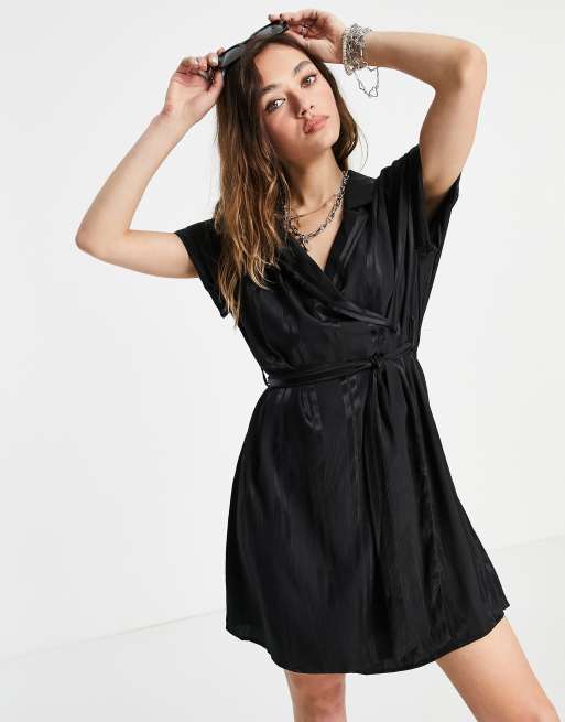 Monki shirt dress in black