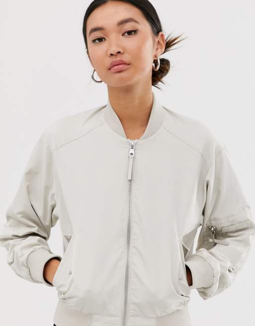 Beige bomber jacket on sale womens