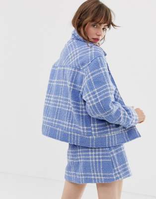 light blue boucle coat