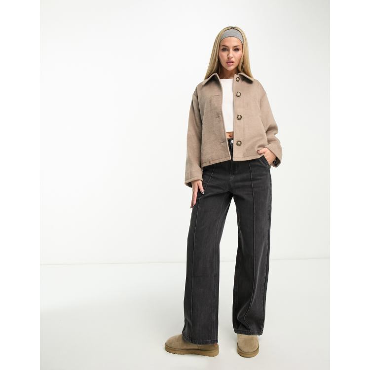 Monki short collared jacket in mole ASOS