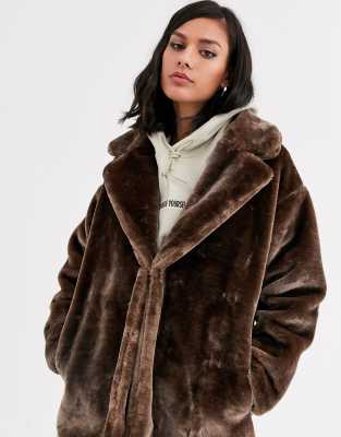 short brown faux fur jacket