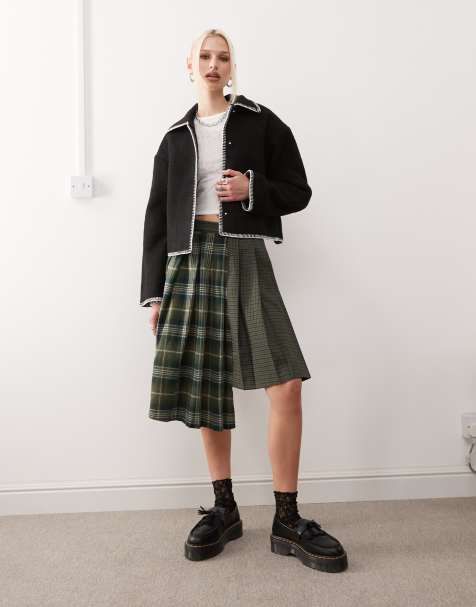 Monki short jacket in black with contrast stitching - view 1