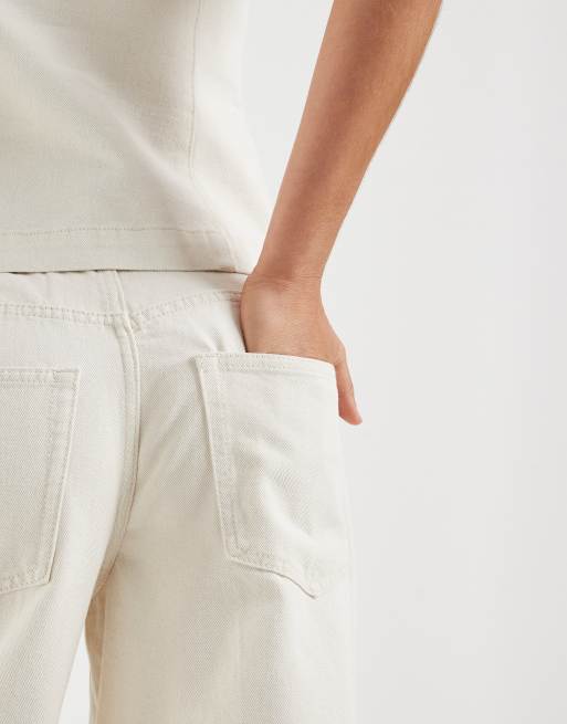 Monki - Short long en jean à taille haute - Écru, 4 de 5