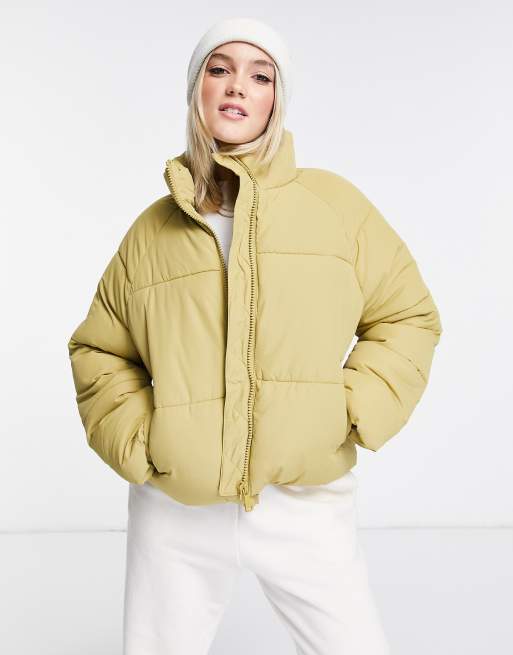 Monki short padded jacket in light yellow - BEIGE | ASOS