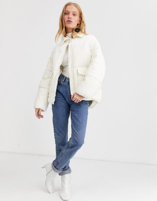 cream cord puffer jacket