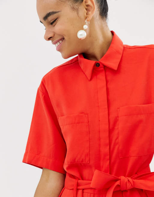 Monki store red jumpsuit