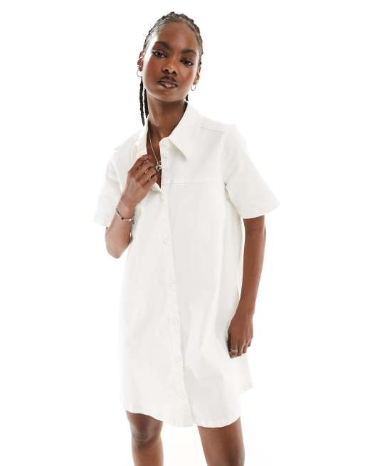 Short white shirt dress online