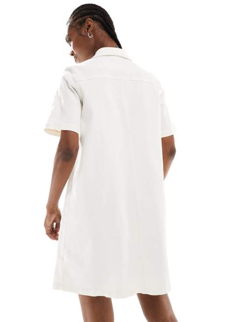 Dress with collar and short sleeves hot sale