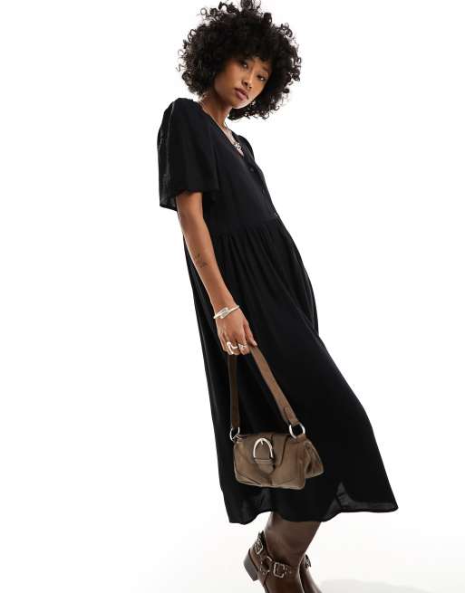 monki button up shirt dress Shirt Short Dress Monki Short Sleeve Button Up Collar Mini Shirt Dress In