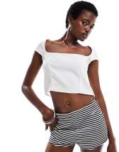 Fashionkilla slinky double layered plunge t-shirt with lace trim in black