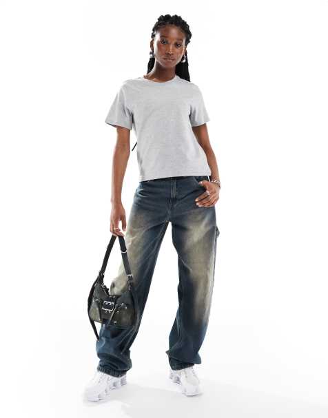 Monki short sleeve t-shirt in grey melange - view 1