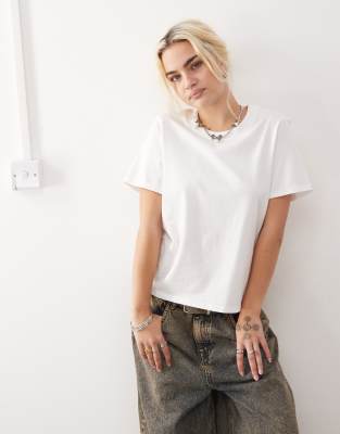 Monki Short Sleeve T-shirt In White