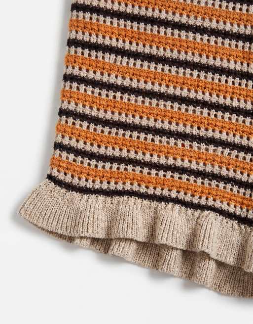 Monki shorts de croché con volante y rayas multicolor naranja, 9 de 9
