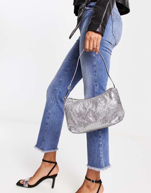 Monki shoulder bag in holographic silver