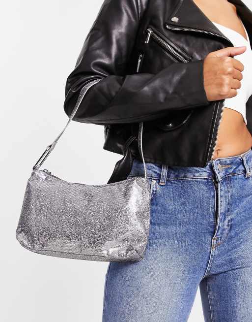 Monki shoulder bag in holographic silver ASOS