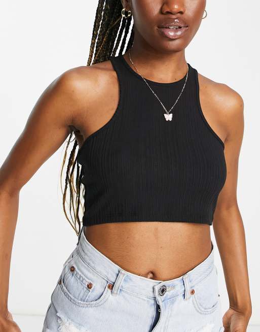 black crop top ribbed