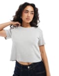 [Monki] Monki shrunken tee in grey marl XS Grey Marl