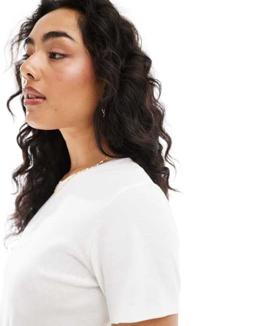 Monki shrunken tee in white, 2 of 4