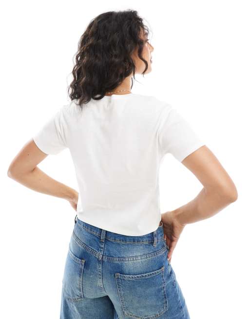 Monki shrunken tee in white