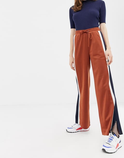 Side Stripe Wide Leg Track Pants